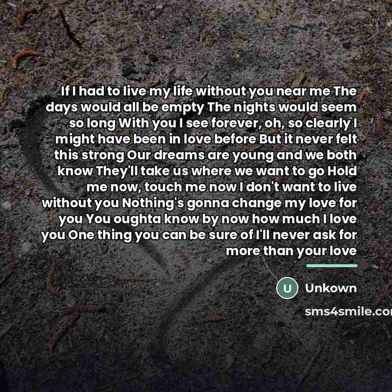 “If I had to live my life without you near…” quote by Unkown