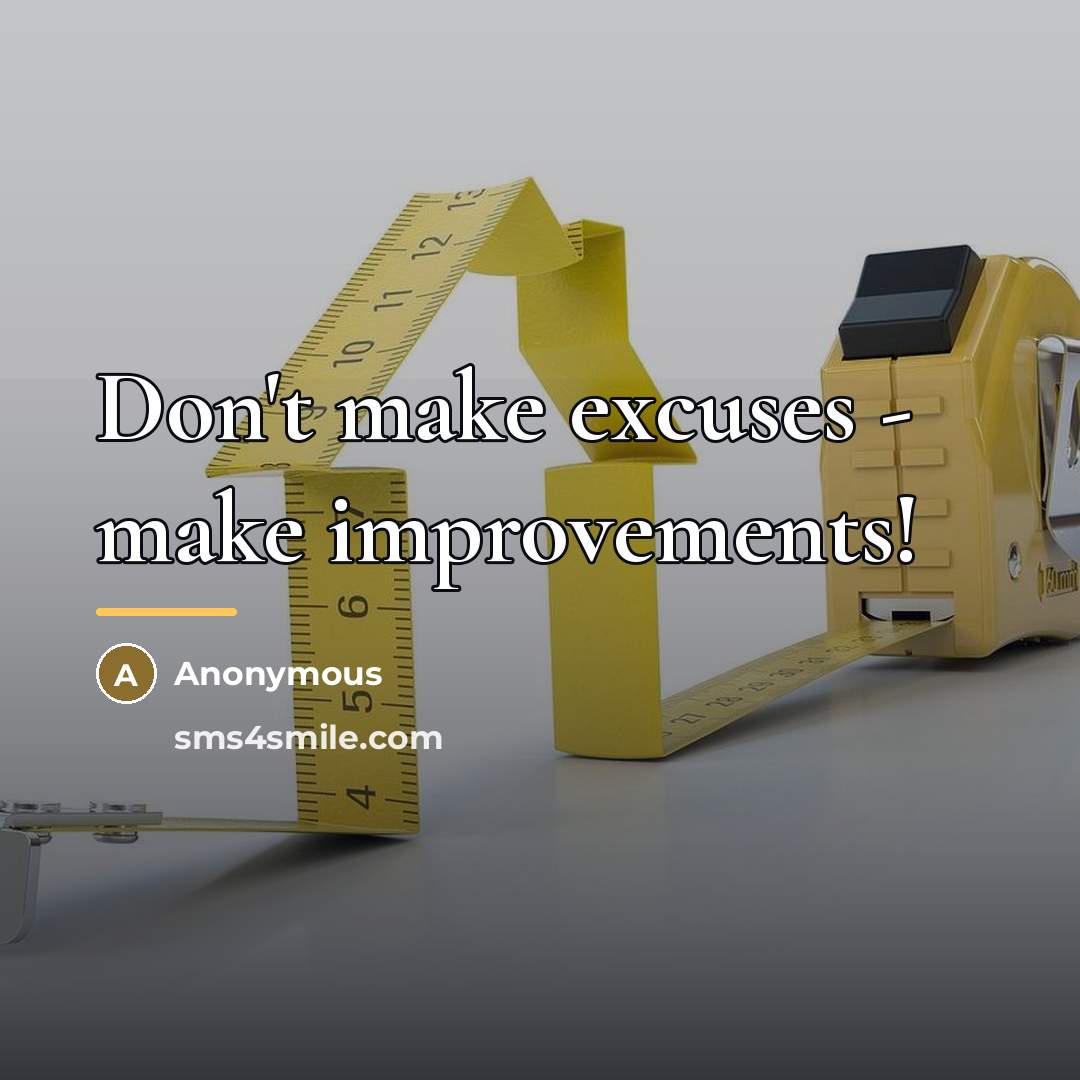 “Don't make excuses - make improvements!…” quote by Anonymous