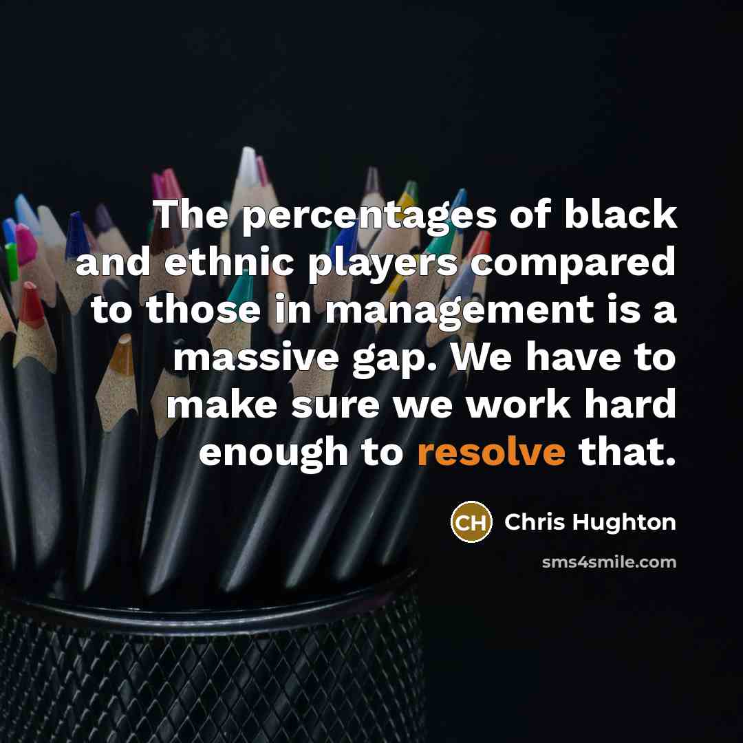 “The percentages of black and ethnic players compared to those…” quote by Chris Hughton