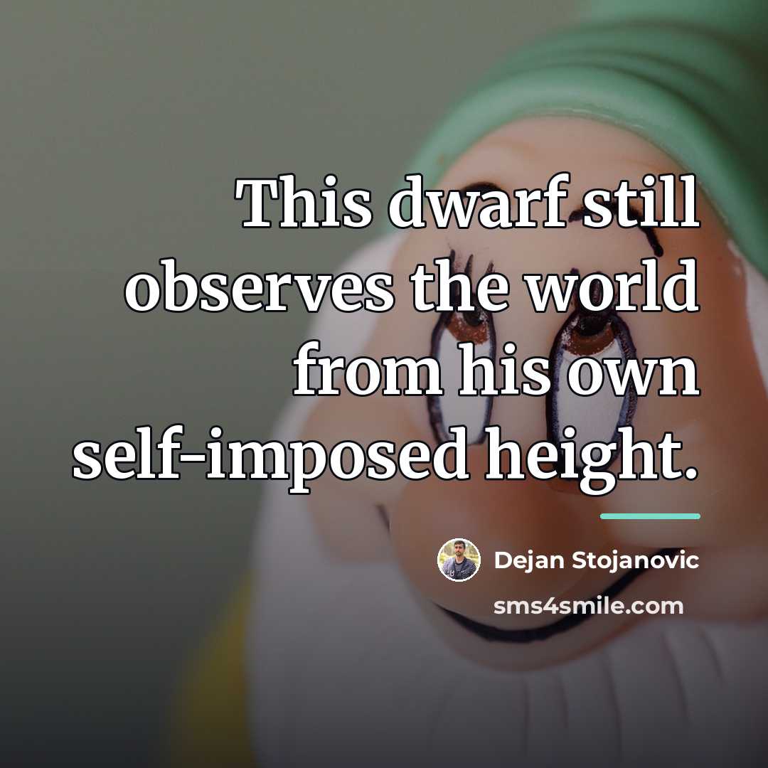“This dwarf still observes the world from his own self-imposed…” quote by Dejan Stojanovic