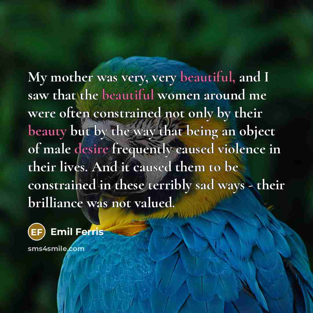 “My mother was very, very beautiful, and I saw that…” quote by Emil Ferris