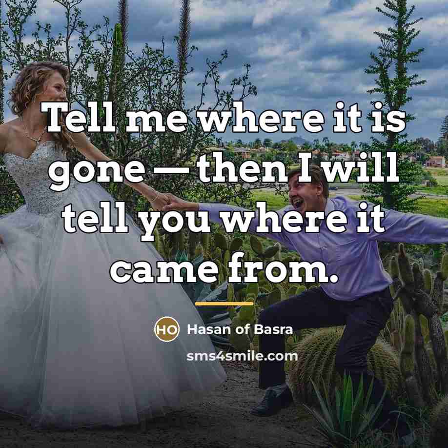 “Tell me where it is gone — then I will…” quote by Hasan of Basra