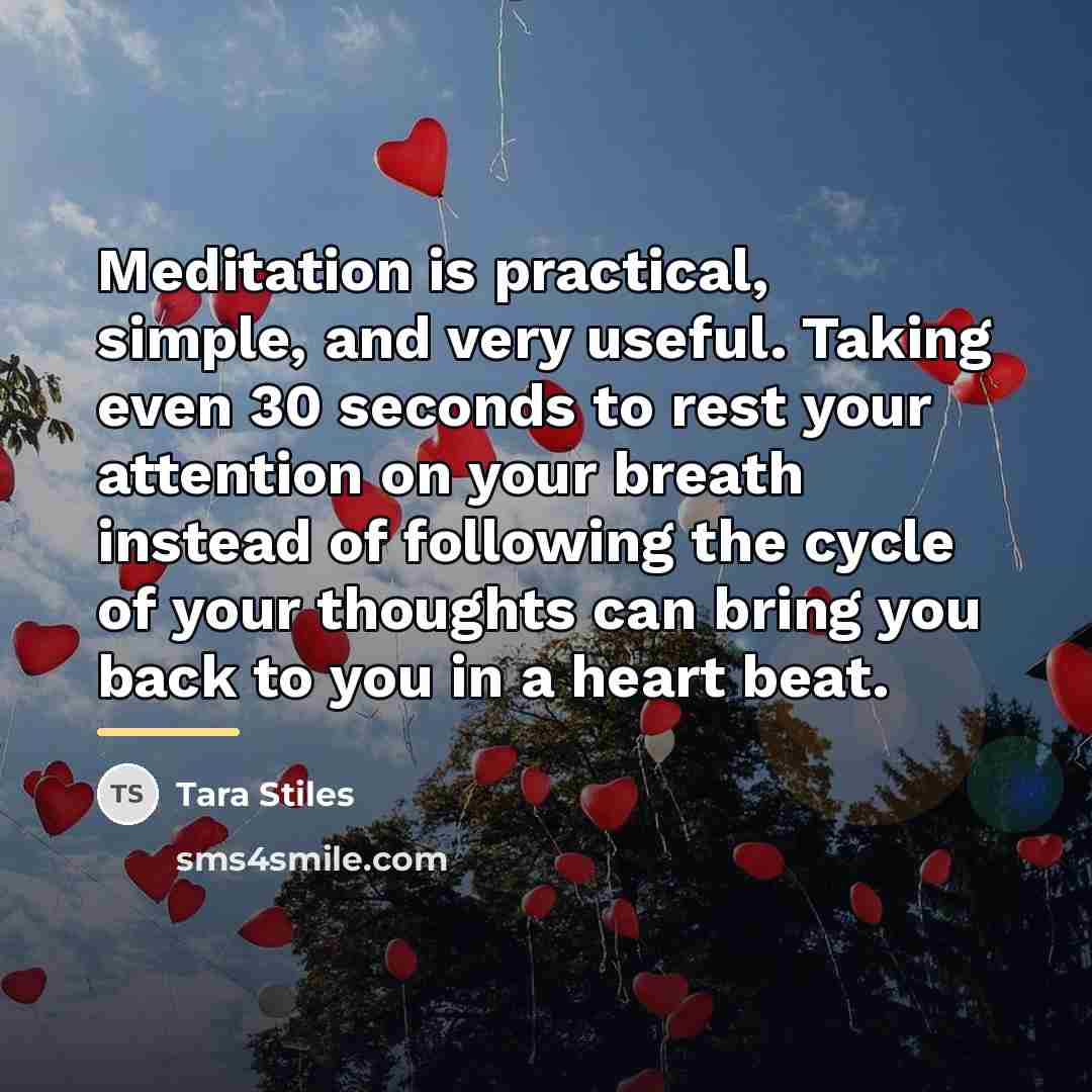 “Meditation is practical, simple, and very useful. Taking even 30…” quote by Tara Stiles