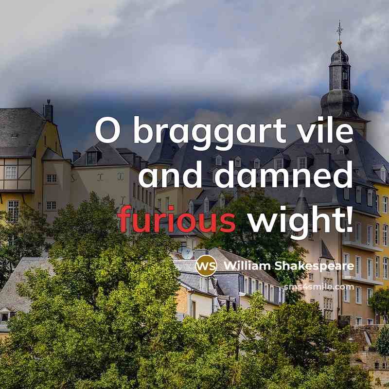 “O braggart vile and damned furious wight!…” quote by William Shakespeare