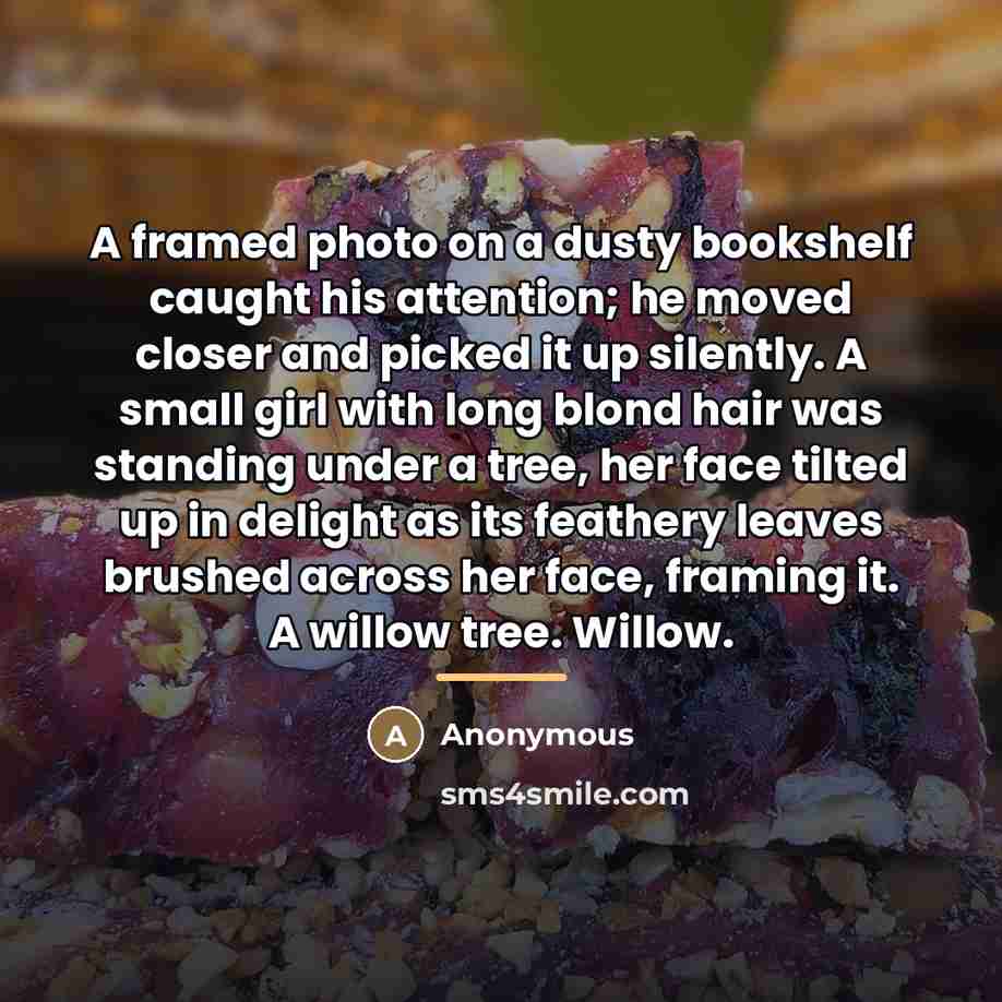 “A framed photo on a dusty bookshelf caught his attention;…” quote by Anonymous