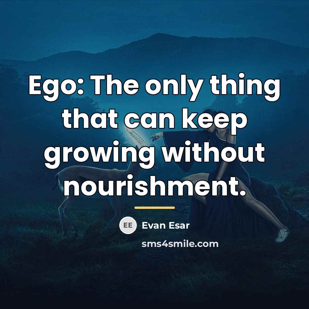 “Ego: The only thing that can keep growing without nourishment.…” quote by Evan Esar
