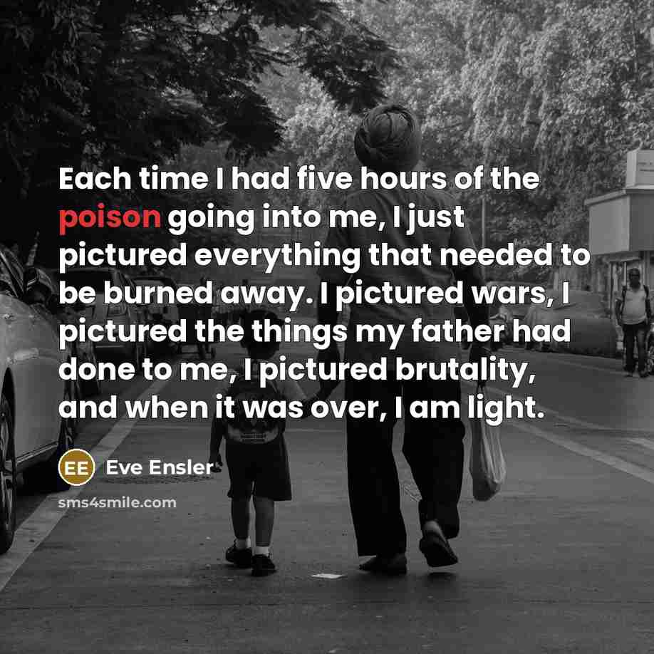 “Each time I had five hours of the poison going…” quote by Eve Ensler
