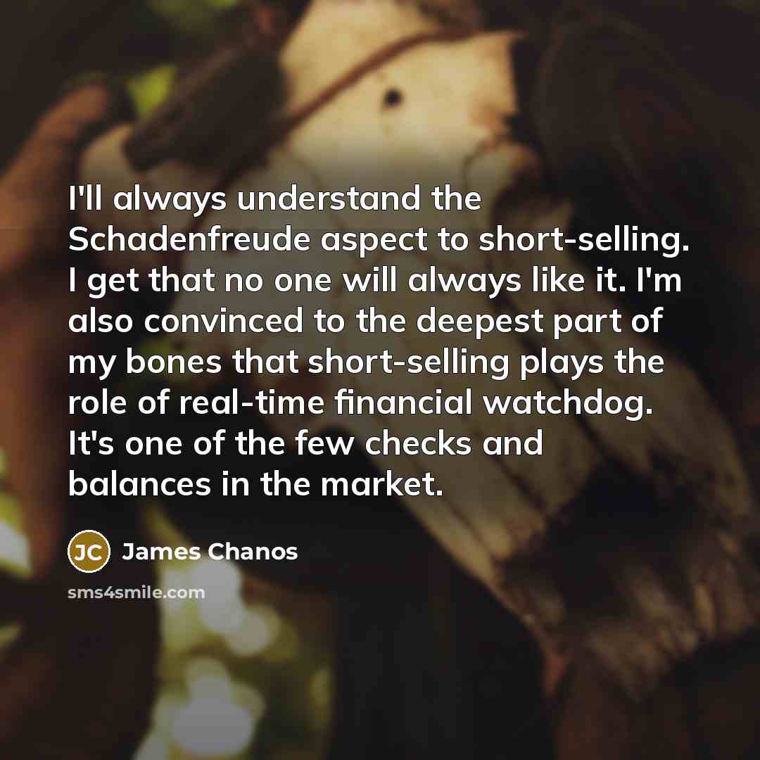 “I'll always understand the Schadenfreude aspect to short-selling. I get…” quote by James Chanos