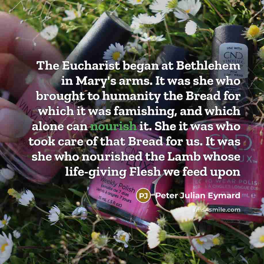 “The Eucharist began at Bethlehem in Mary's arms. It was…” quote by Peter Julian Eymard