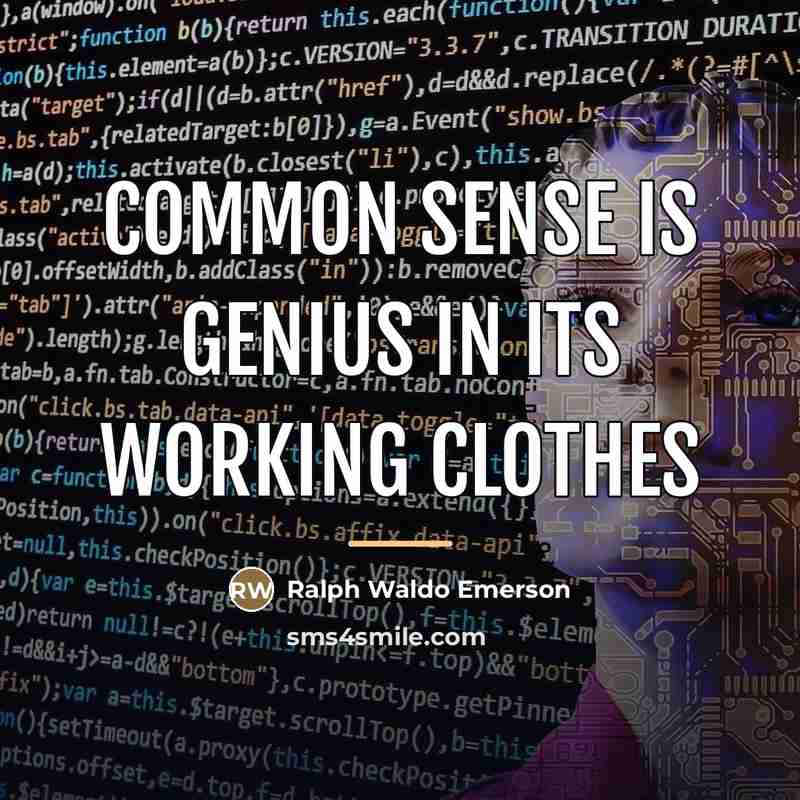 “Common sense is genius in its working clothes…” quote by Ralph Waldo Emerson