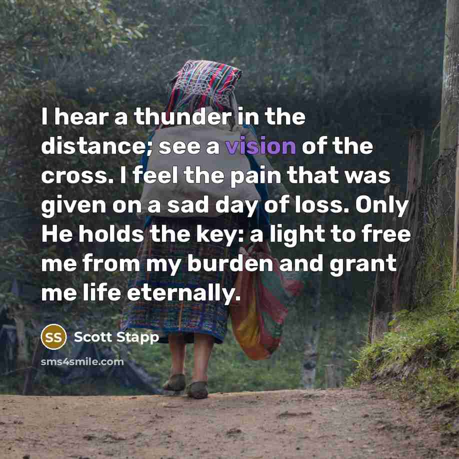 “I hear a thunder in the distance; see a vision…” quote by Scott Stapp