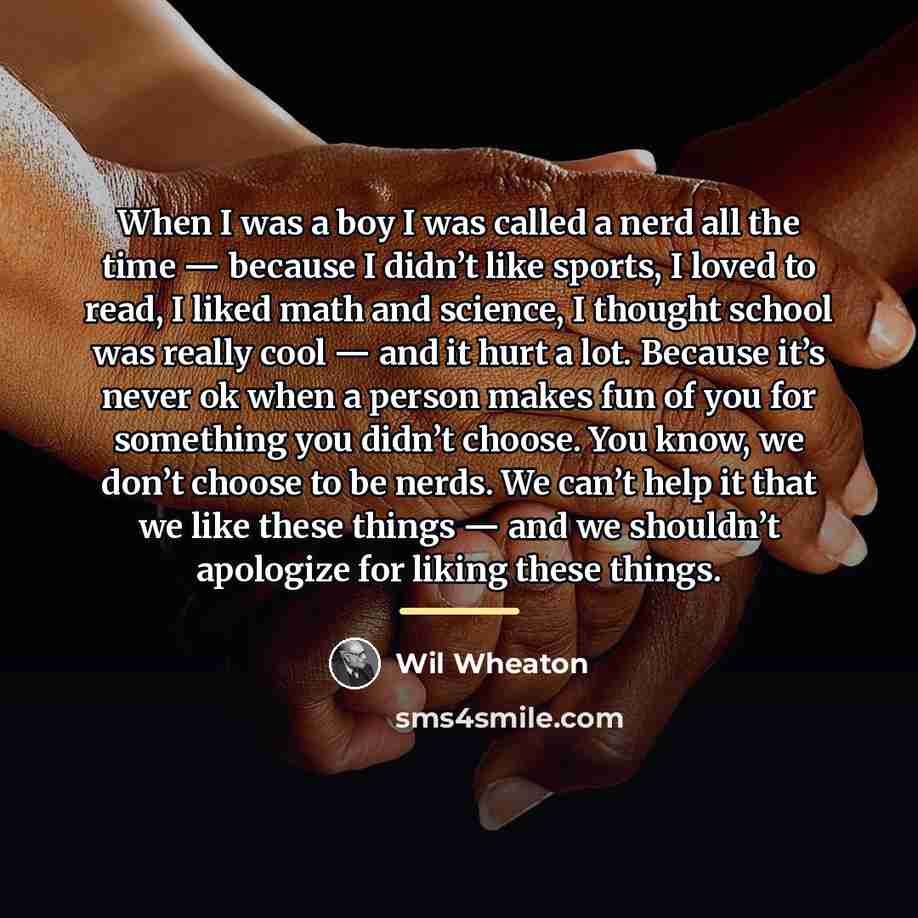 “When I was a boy I was called a nerd…” quote by Wil Wheaton