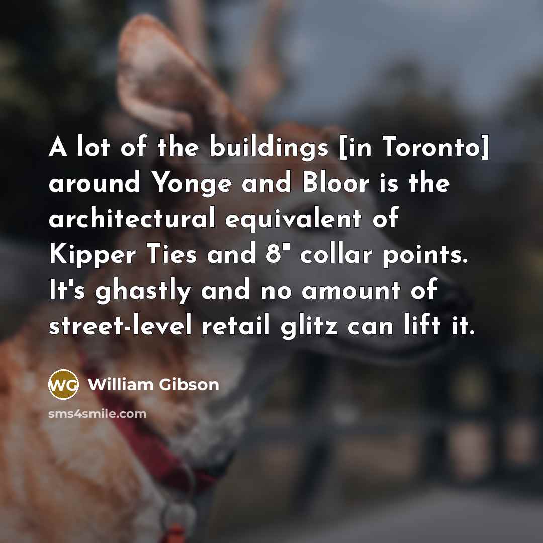“A lot of the buildings [in Toronto] around Yonge and…” quote by William Gibson