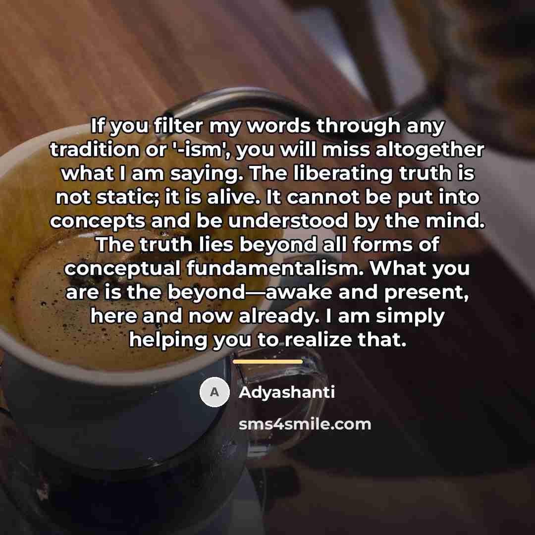 “If you filter my words through any tradition or '-ism',…” quote by Adyashanti