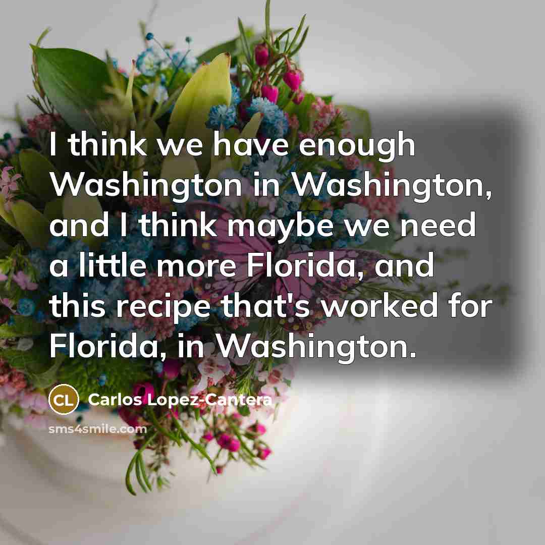 “I think we have enough Washington in Washington, and I…” quote by Carlos Lopez-Cantera