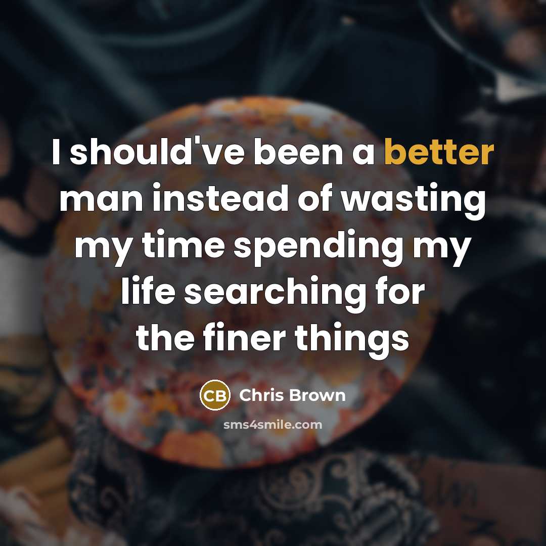 “I should've been a better man instead of wasting my time spending my life searching for the finer things” quote by Chris Brown