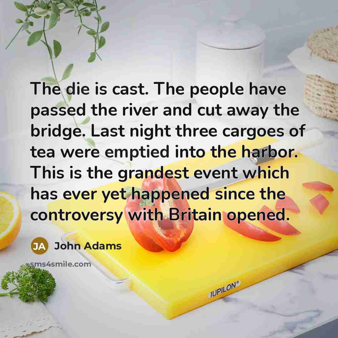 “The die is cast. The people have passed the river…” quote by John Adams