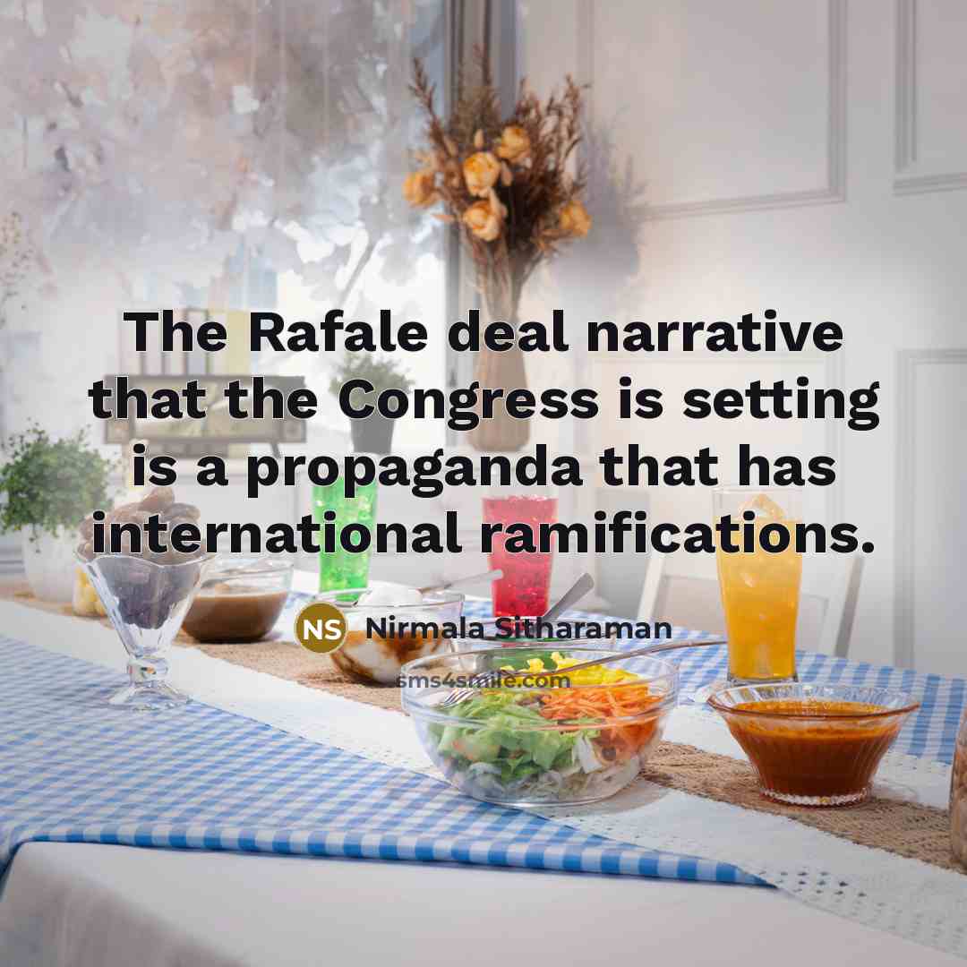 “The Rafale deal narrative that the Congress is setting is…” quote by Nirmala Sitharaman