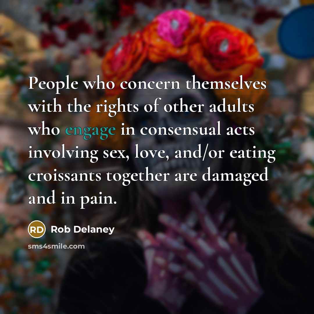 “People who concern themselves with the rights of other adults…” quote by Rob Delaney