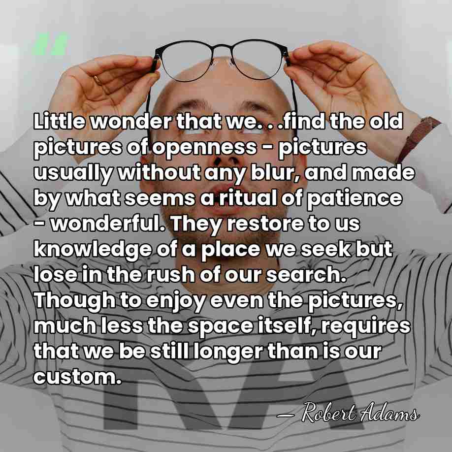 Little wonder that we. . .find the old pictures of openness -&hellip; - Robert Adams