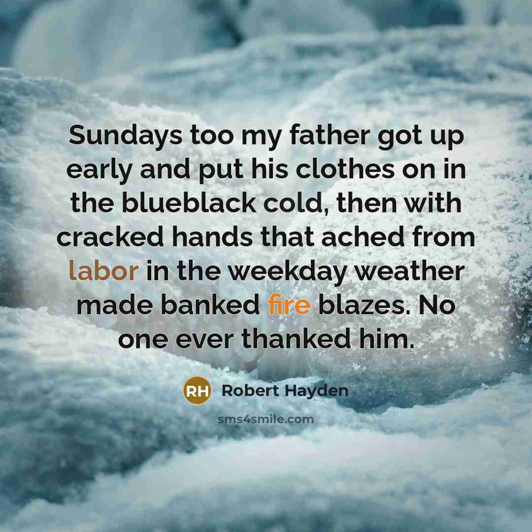 “Sundays too my father got up early and put his…” quote by Robert Hayden