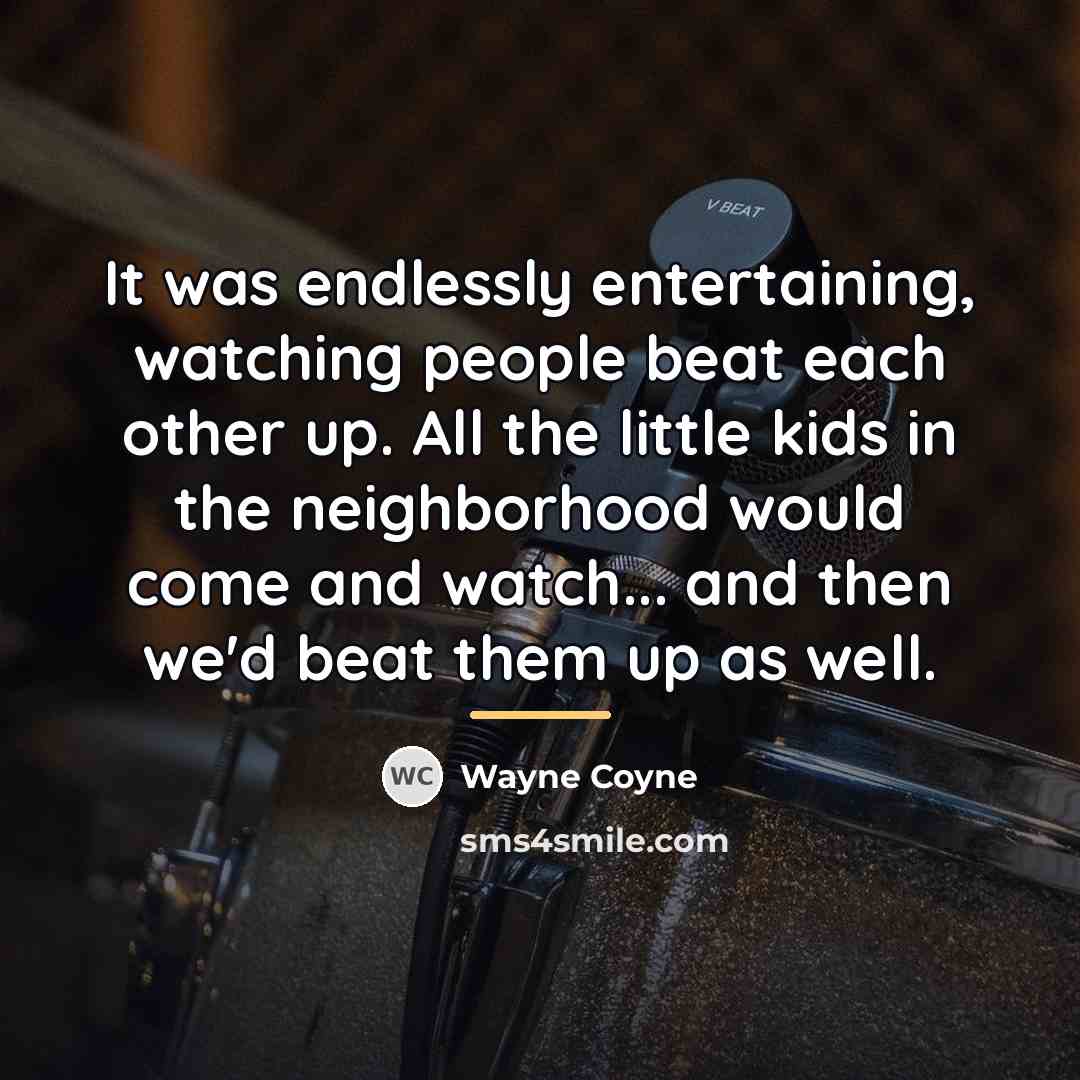 “It was endlessly entertaining, watching people beat each other up.…” quote by Wayne Coyne