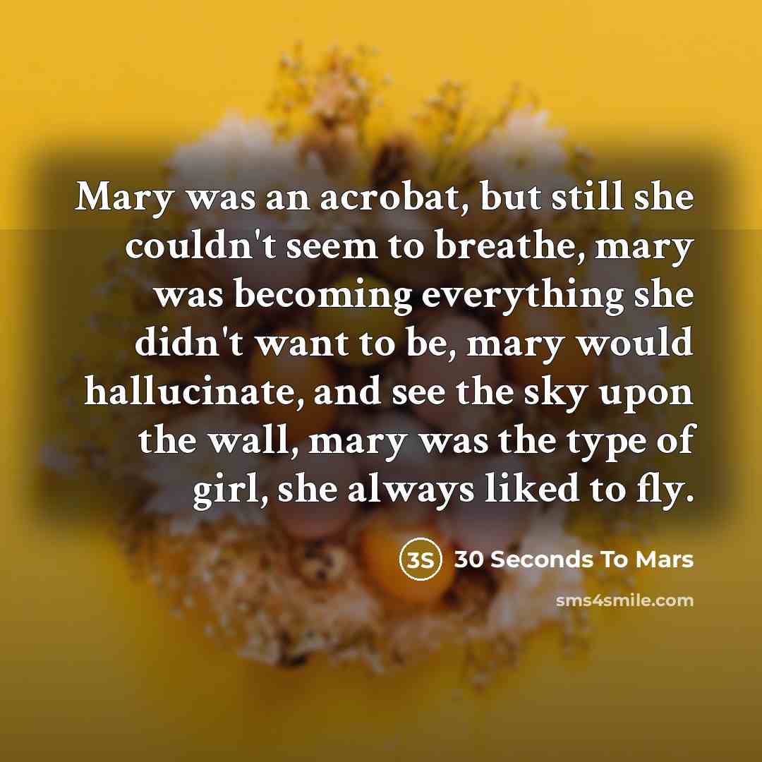 “Mary was an acrobat, but still she couldn't seem to…” quote by 30 Seconds To Mars