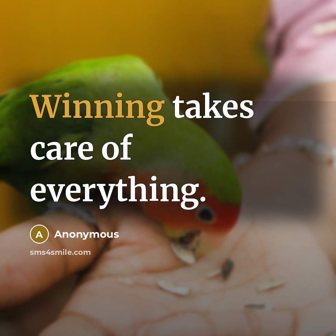 “Winning takes care of everything.…” quote by Anonymous