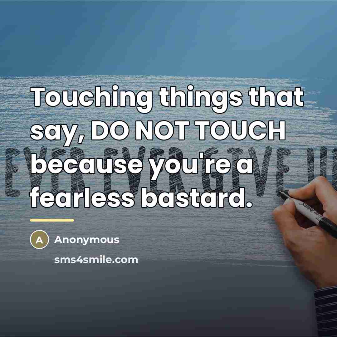 “Touching things that say, DO NOT TOUCH because you're a…” quote by Anonymous