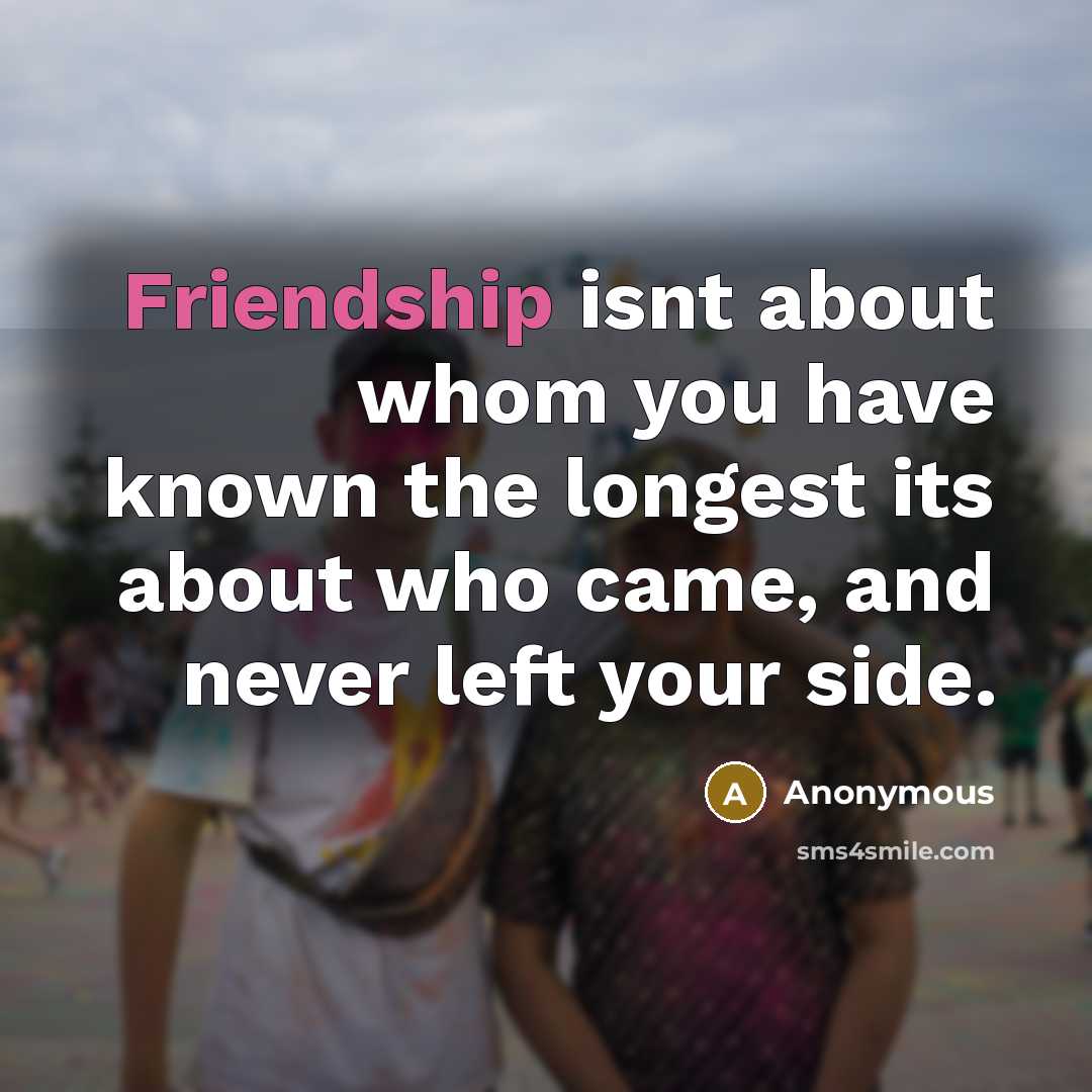 “Friendship isnt about whom you have known the longest its…” quote by Anonymous