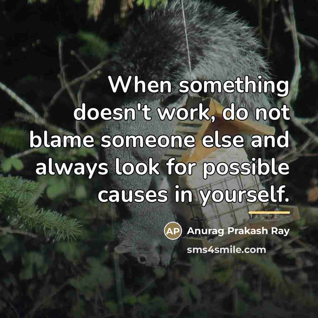 “When something doesn't work, do not blame someone else and…” quote by Anurag Prakash Ray
