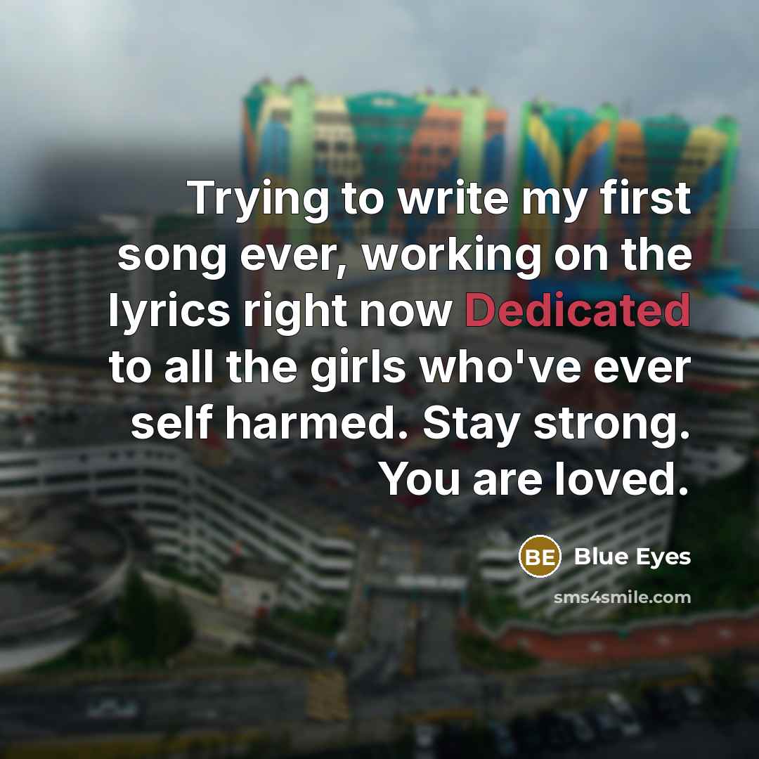 “Trying to write my first song ever, working on the…” quote by Blue Eyes