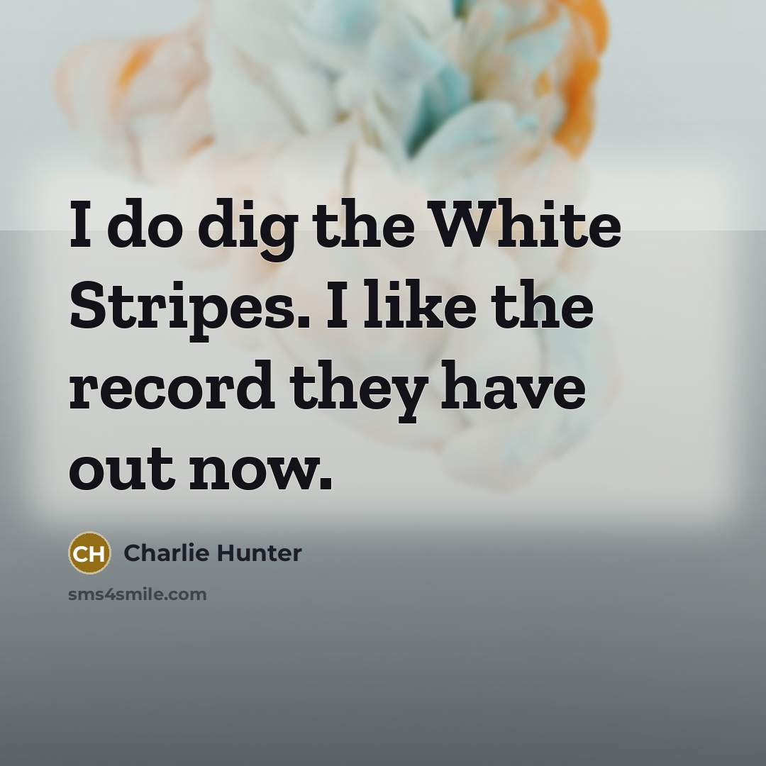 “I do dig the White Stripes. I like the record…” quote by Charlie Hunter