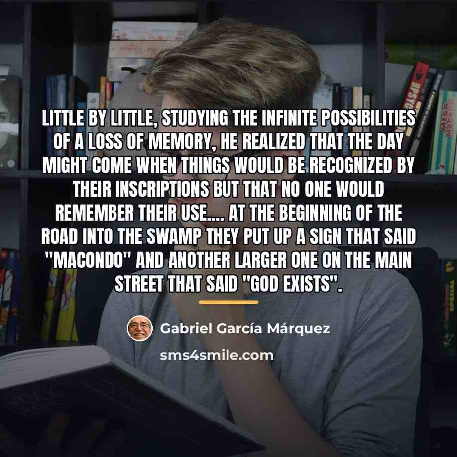 “Little by little, studying the infinite possibilities of a loss…” quote by Gabriel Garcia Marquez