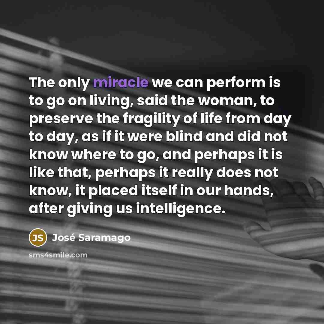 “The only miracle we can perform is to go on…” quote by Jose Saramago
