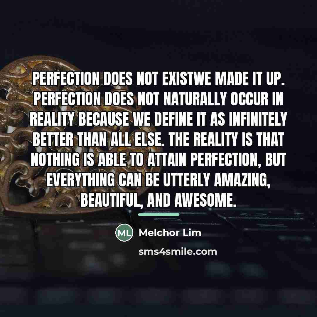“Perfection does not existwe made it up. Perfection does not…” quote by Melchor Lim