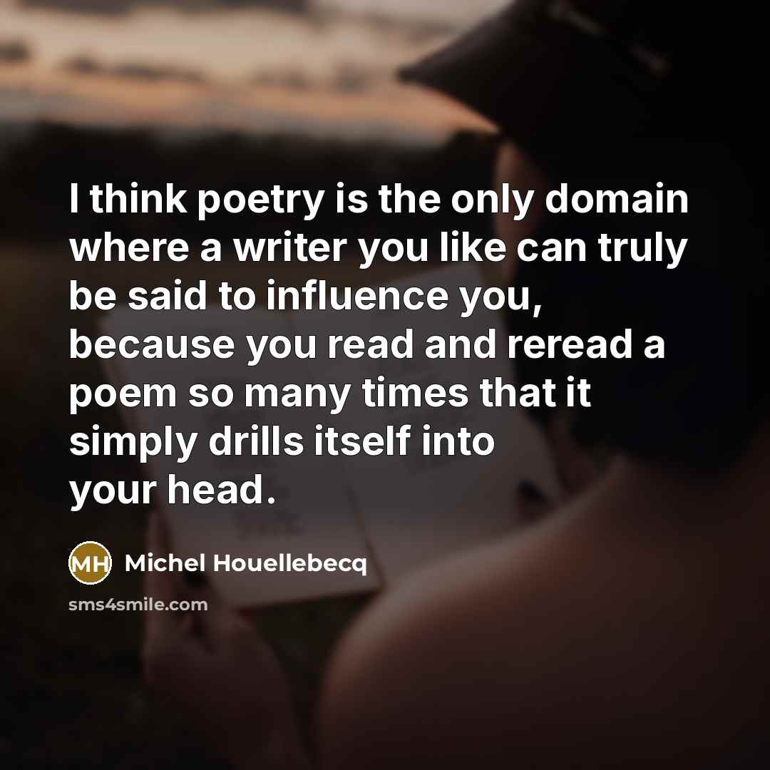 “I think poetry is the only domain where a writer…” quote by Michel Houellebecq