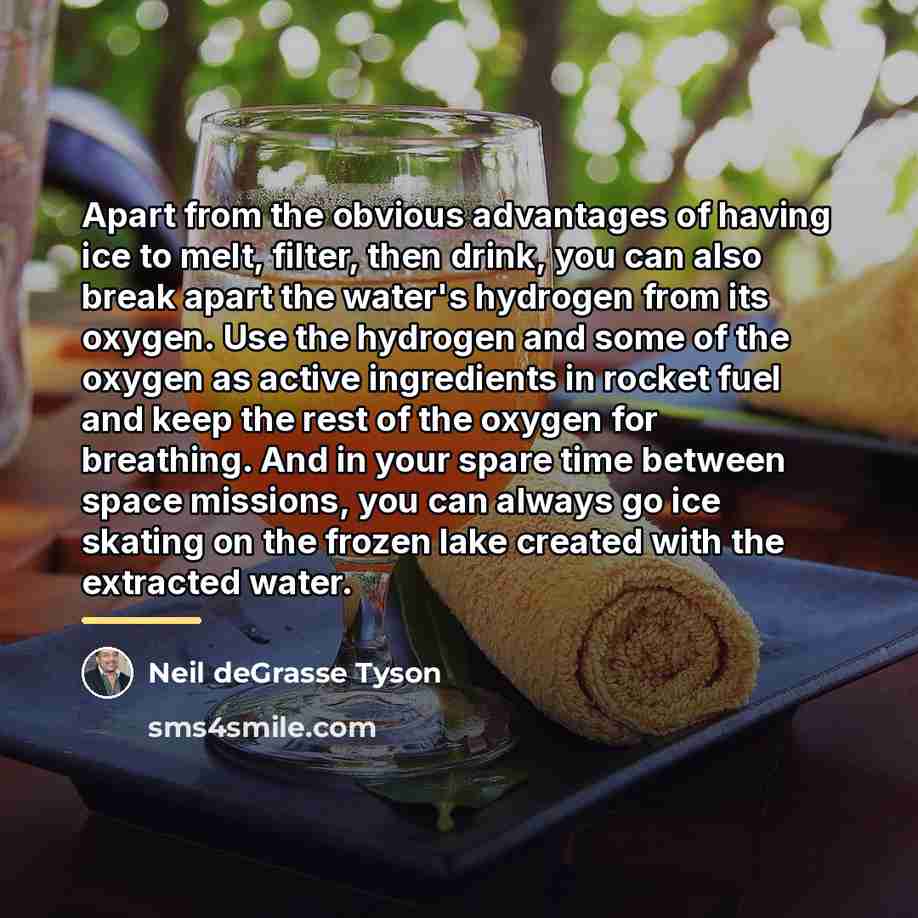 “Apart from the obvious advantages of having ice to melt,…” quote by Neil deGrasse Tyson