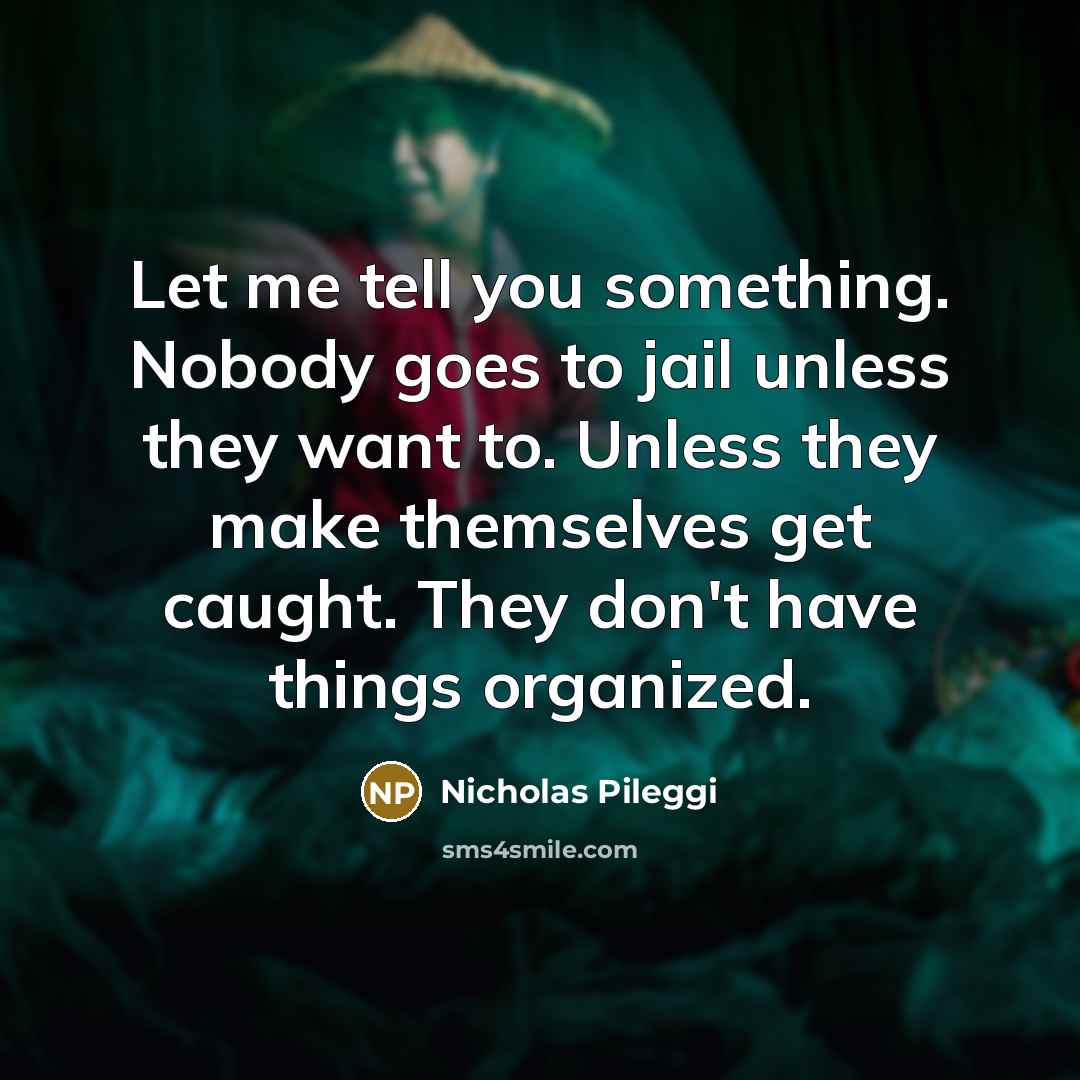 “Let me tell you something. Nobody goes to jail unless…” quote by Nicholas Pileggi