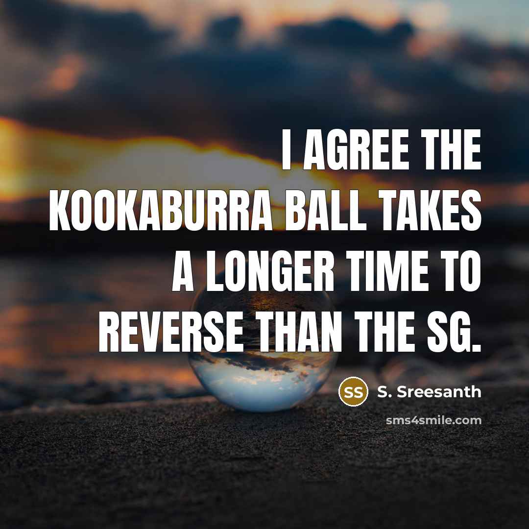 “I agree the Kookaburra ball takes a longer time to…” quote by S. Sreesanth