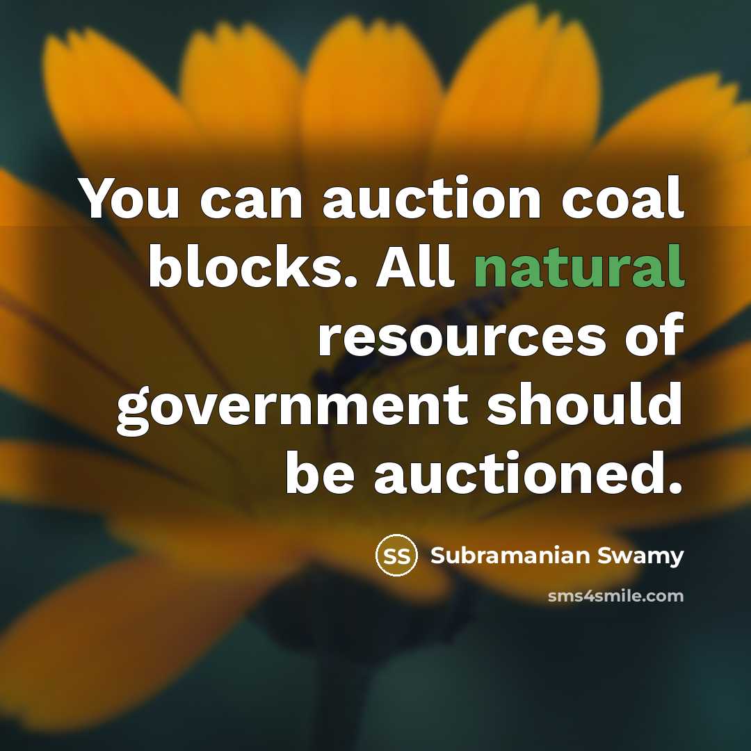 “You can auction coal blocks. All natural resources of government…” quote by Subramanian Swamy