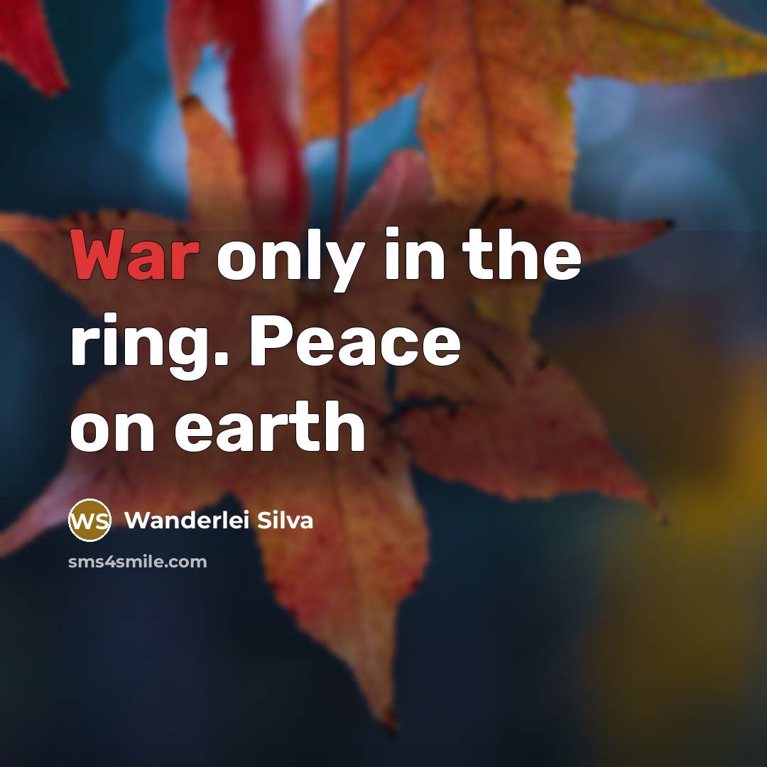 “War only in the ring. Peace on earth…” quote by Wanderlei Silva