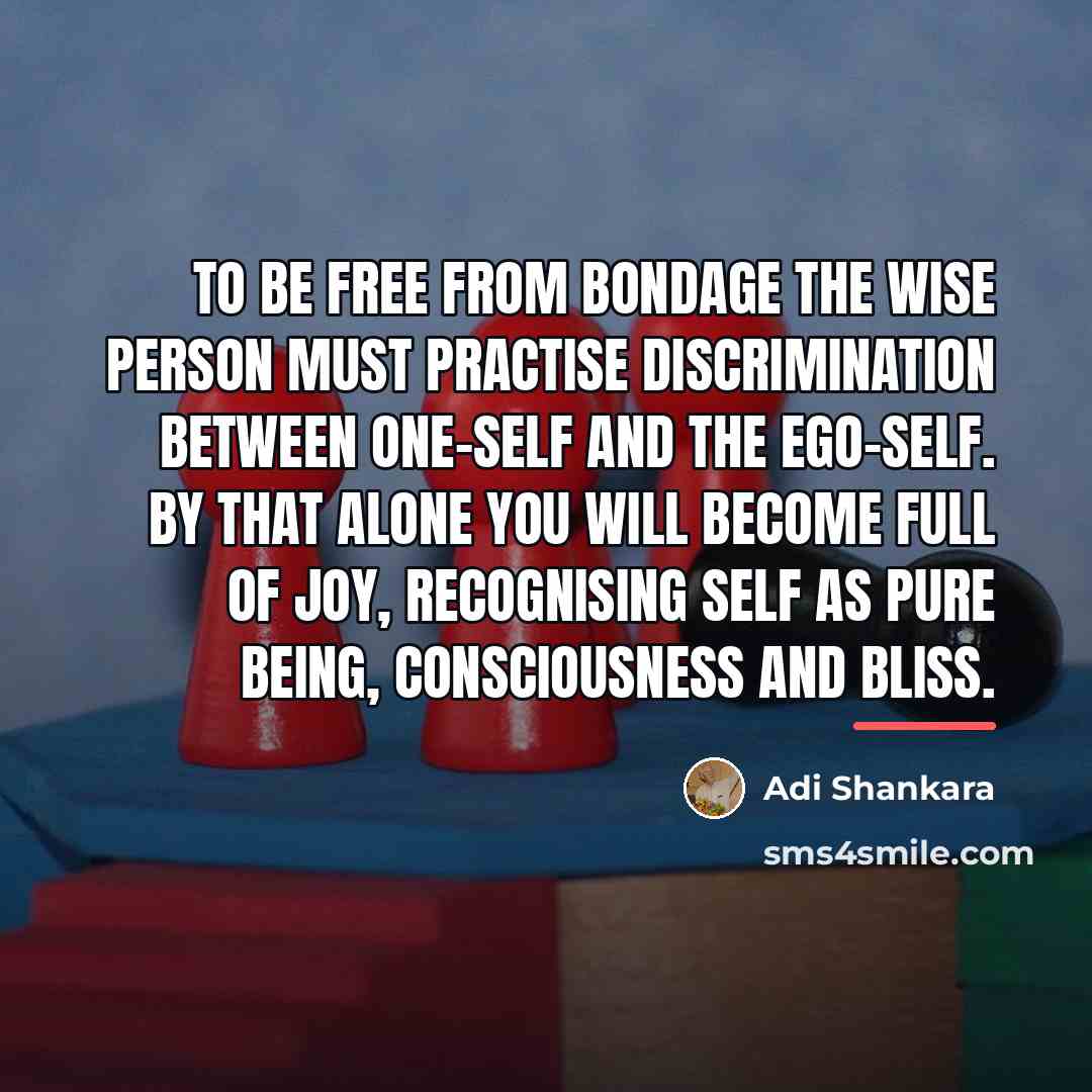 “To be free from bondage the wise person must practise…” quote by Adi Shankara