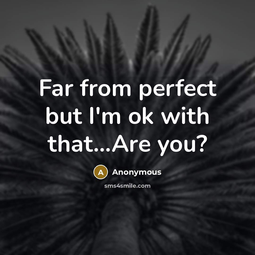 “Far from perfect but I'm ok with that...Are you?” quote by Anonymous