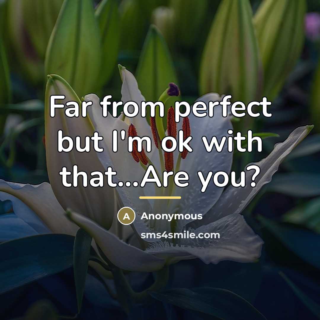 “Far from perfect but I'm ok with that...Are you?…” quote by Anonymous