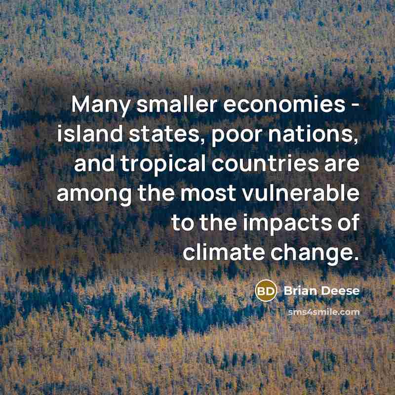 “Many smaller economies - island states, poor nations, and tropical…” quote by Brian Deese