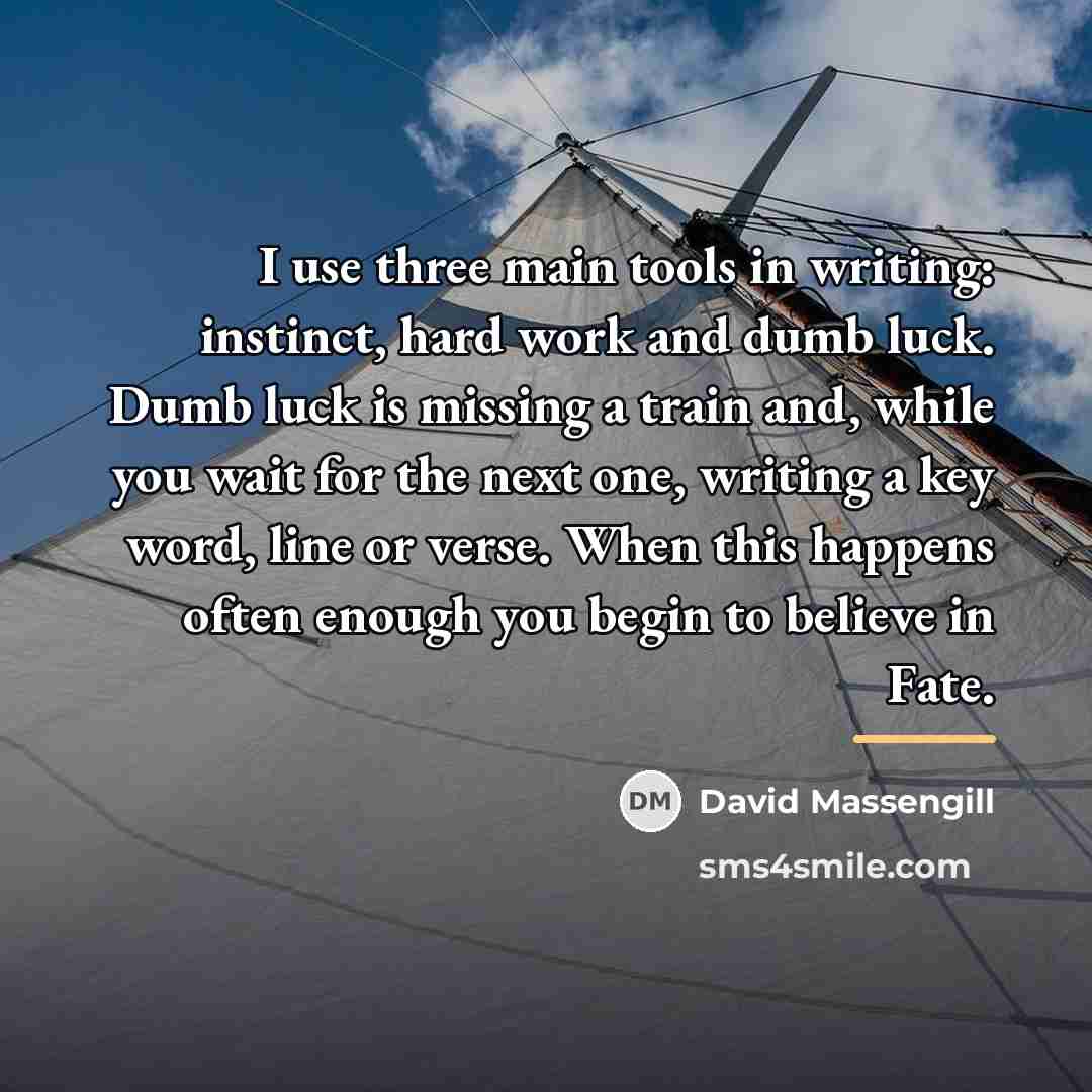 “I use three main tools in writing: instinct, hard work…” quote by David Massengill