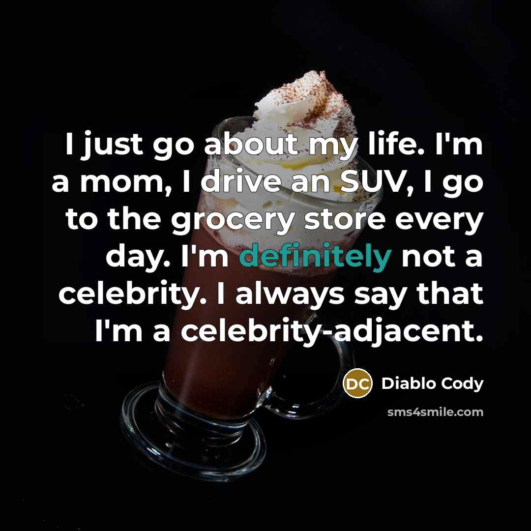 “I just go about my life. I'm a mom, I…” quote by Diablo Cody