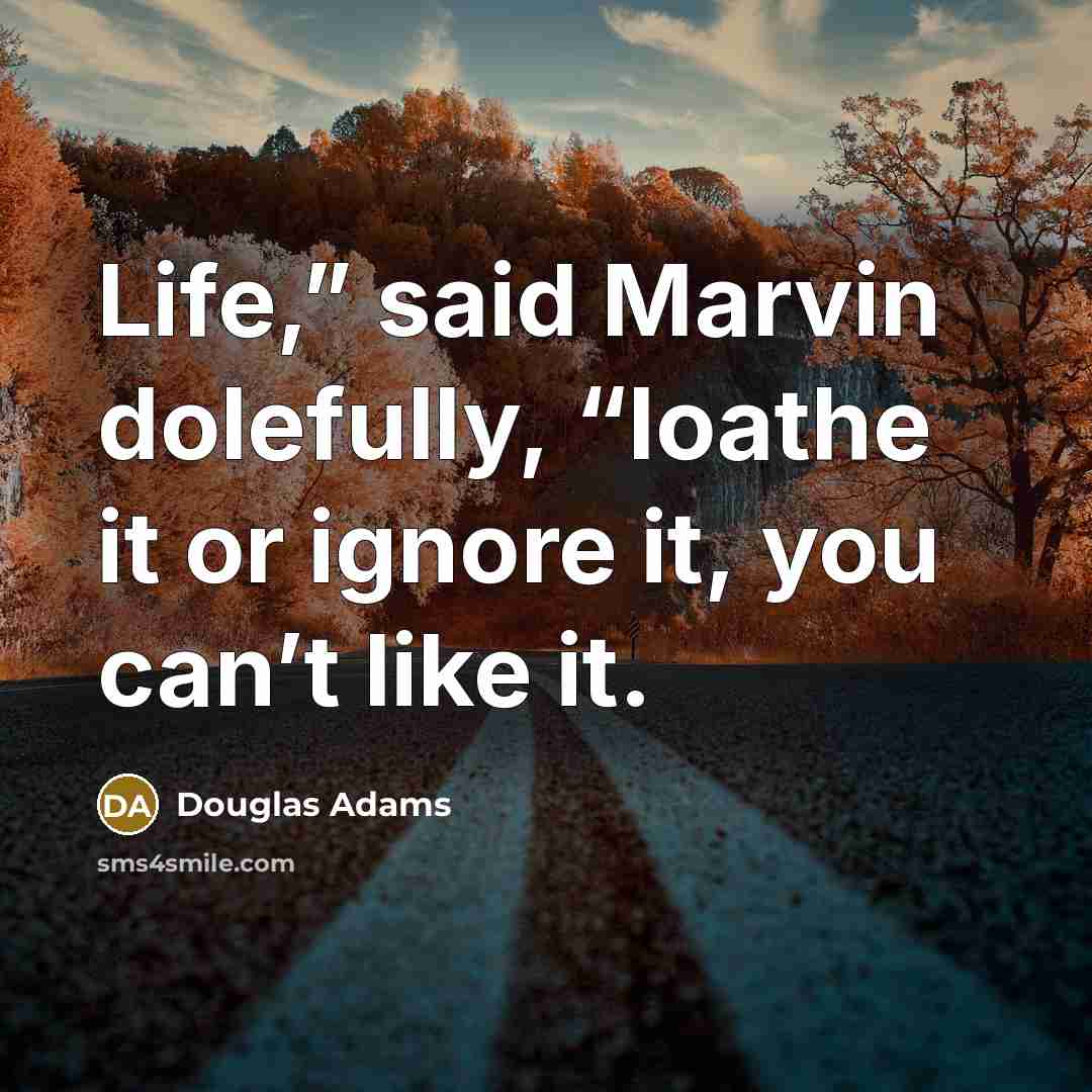 “Life,” said Marvin dolefully, “loathe it or ignore it, you…” quote by Douglas Adams