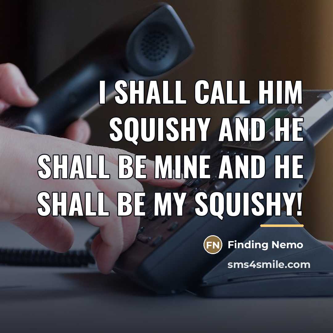 “I shall call him squishy and he shall be mine…” quote by Finding Nemo